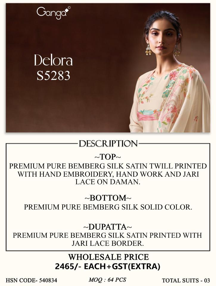 Ganga delora 5283 online wholesale dress material surat